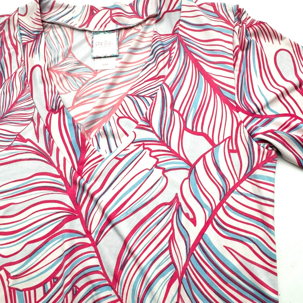 STELLA PARKER Medium Pink Blue Tropical UPF 30+ Sun Protection Swim Cover‎ Dress
